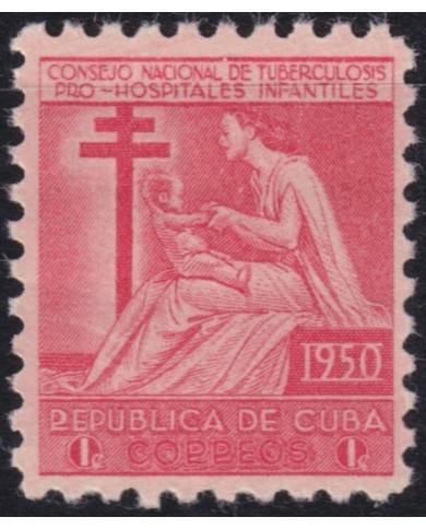 1950-310 CUBA REPUBLICA 1950 MLH 1c PRO TUBERCULOSOS SEMIPOSTAL CHILDREN.