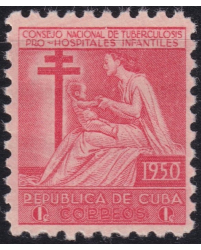 1950-310 CUBA REPUBLICA 1950 MLH 1c PRO TUBERCULOSOS SEMIPOSTAL CHILDREN.