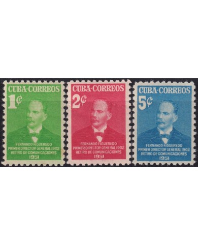 1951-491 CUBA REPUBLICA 1951 MNH RETIRO DE COMUNICACIONES FERNANDO FIGUEREDO.