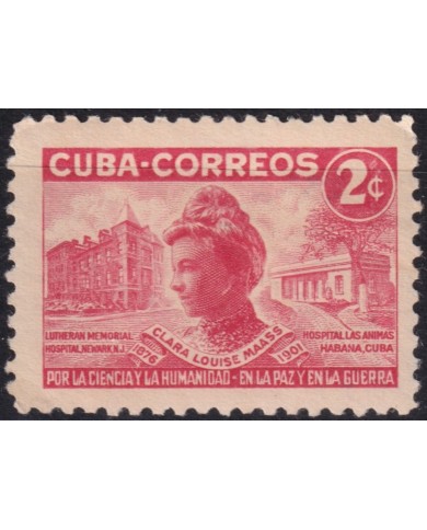 1951-493 CUBA REPUBLICA 1951 MLH 2c CLARA LOUSE MAASS NURSE MEDICINE.