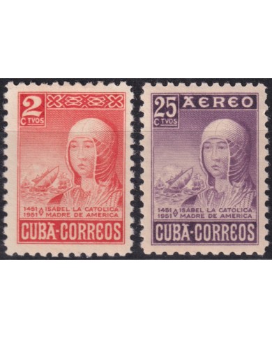 1952-538 CUBA REPUBLICA 1952 MNH-MH ISABEL LA CATOLICA DISCOVERY SHIP.