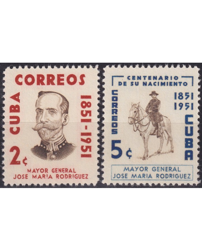 1954-287 CUBA REPUBLICA 1954 MLH MAYOR GENERAL JOSE MAYIA RODRIGUEZ INDEPENDENCE WAR.