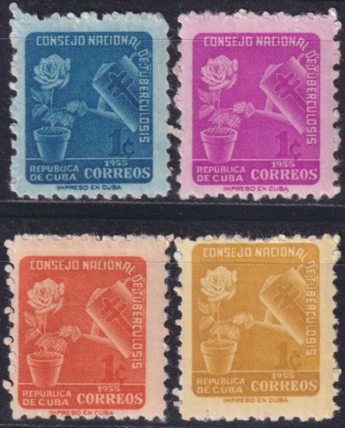 1955-391 CUBA REPUBLICA 1955 MNH PRO TUBERCULOSOS SEMIPOSTAL FLOWERS.