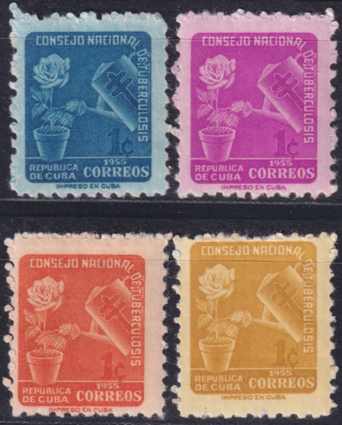 1955-391 CUBA REPUBLICA 1955 MNH PRO TUBERCULOSOS SEMIPOSTAL FLOWERS.
