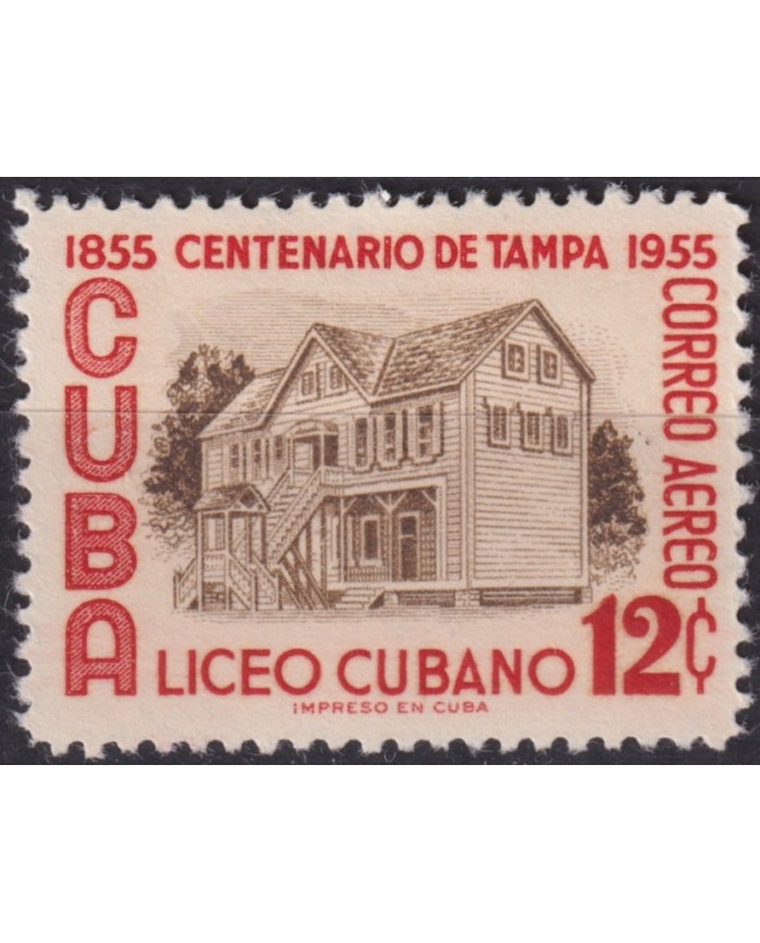 1955-393 CUBA REPUBLICA 1955 MH CENTENARY OF TAMPA LICEUM ARCHITECTURE.