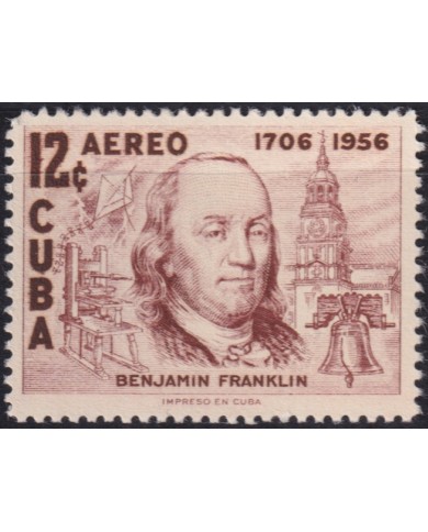 1956-488 CUBA REPUBLICA 1956 MNH BENJAMIN FRANKLIN ELECTRICITY INVENTOR.