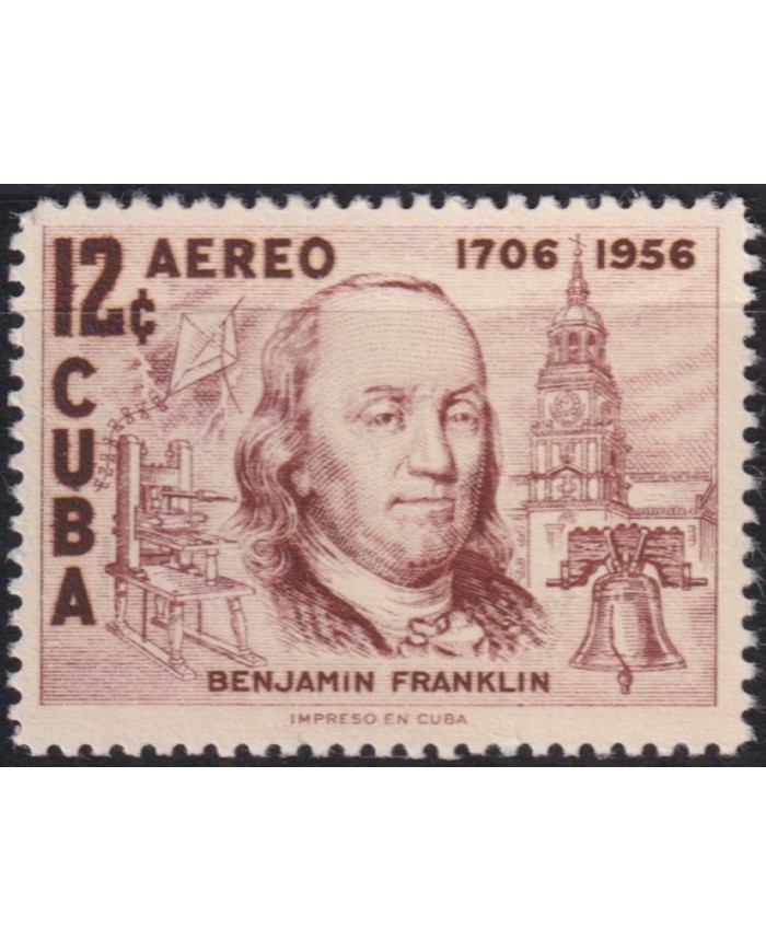 1956-488 CUBA REPUBLICA 1956 MNH BENJAMIN FRANKLIN ELECTRICITY INVENTOR.