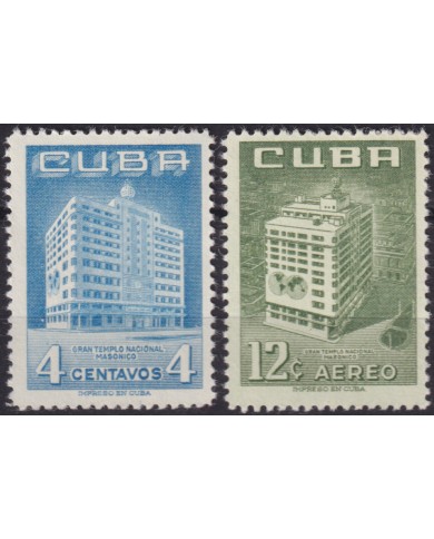 1956-490 CUBA REPUBLICA 1956 MNH-MLH MASONRY TEMPLE INAUGURATION ARCHITECTURE.