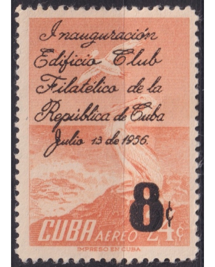 1956-492 CUBA REPUBLICA 1956 MLH PHILATELIC CLUB INAUGURATION OVERPRINT BIRD.