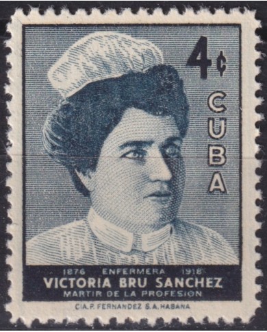 1957-516 CUBA REPUBLICA 1957 MNH VICTORIA BRU SANCHEZ NURSE MEDICINE.