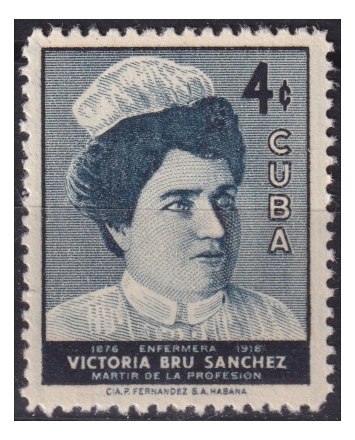 1957-516 CUBA REPUBLICA 1957 MNH VICTORIA BRU SANCHEZ NURSE MEDICINE.