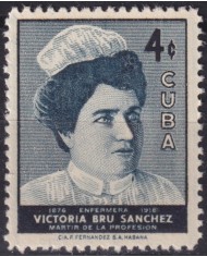 1957-516 CUBA REPUBLICA 1957 MNH VICTORIA BRU SANCHEZ NURSE MEDICINE.