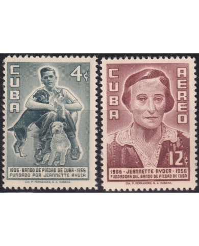 1957-517 CUBA REPUBLICA 1957 MNH JEANNETTE RYDER PAWN BANDO DE PIEDAD DOG.