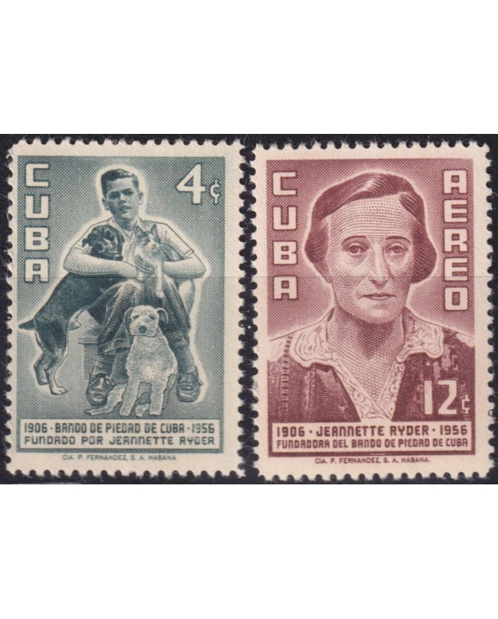 1957-517 CUBA REPUBLICA 1957 MNH JEANNETTE RYDER PAWN BANDO DE PIEDAD DOG.