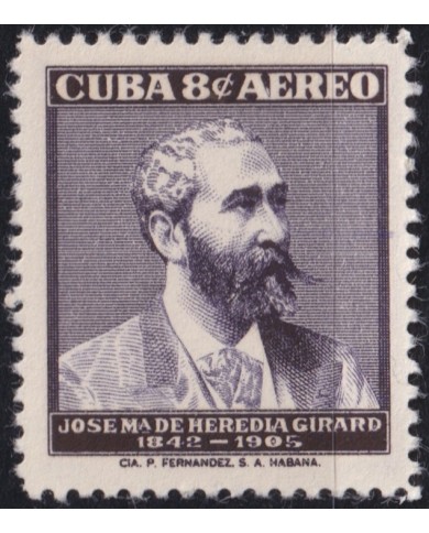 1957-519 CUBA REPUBLICA 1957 MLH JOSE MARIA HEREDIA INDEPENDENCE WAR.