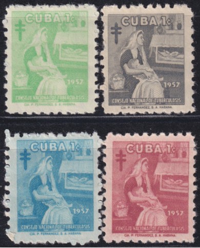 1957-521 CUBA REPUBLICA 1957 MLH PRO TUBERCULOSOS SEMIPOSTAL WOMAN.