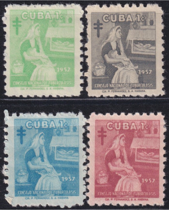 1957-521 CUBA REPUBLICA 1957 MLH PRO TUBERCULOSOS SEMIPOSTAL WOMAN.