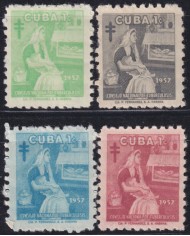 1957-521 CUBA REPUBLICA 1957 MLH PRO TUBERCULOSOS SEMIPOSTAL WOMAN.