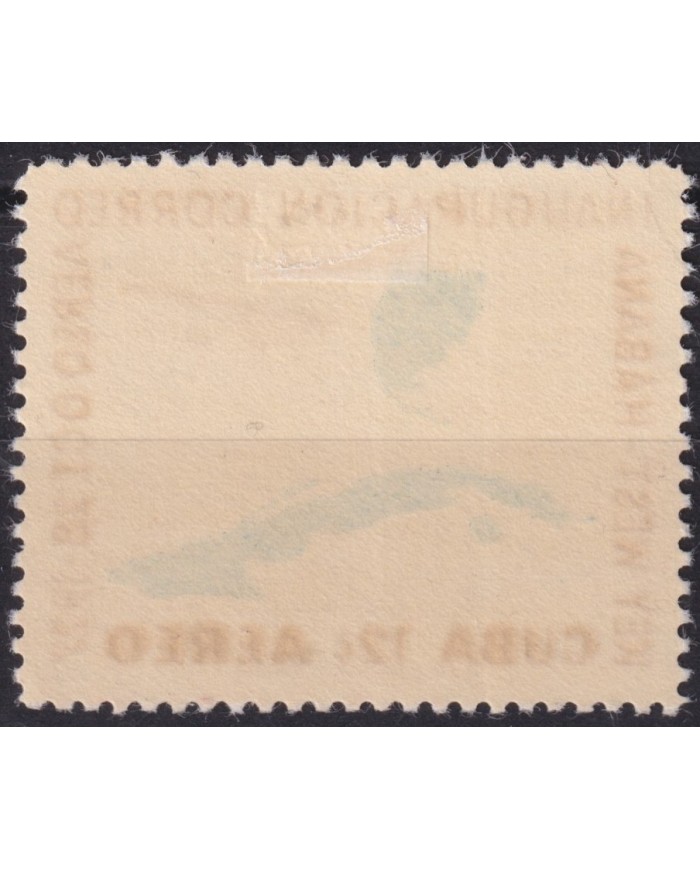 1957-523 CUBA REPUBLICA 1957 MLH 30º ANNIV AIRMAIL SERVICE MAP & AIRPLANE.