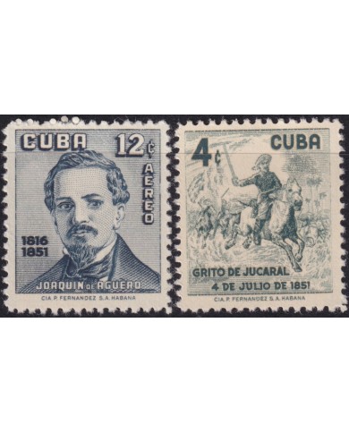 1957-524 CUBA REPUBLICA 1957 MLH JOAQUIN DE AGÜERO INDEPENDENCE WAR JUCARAL.