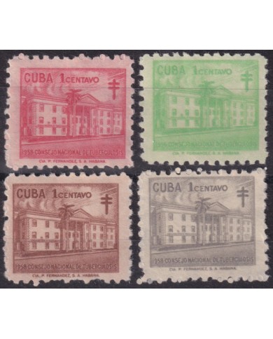 1958-508 CUBA REPUBLICA 1958 MNH PRO TUBERCULOSOS SEMIPOSTAL ARCHITECTURE BUILDING.