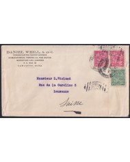 1914-H-121 CUBA REPUBLICA 1914 1-2c MAPITAS RAILROAD POSTMARK TO SWITZERLAND.