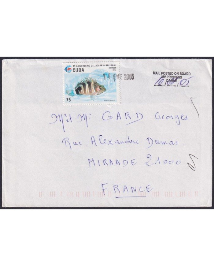 2005-H-8 CUBA 2005 PAQUEBOT IN HIGHT SEA MAIL POSTED ON BOARD MC PRINCESS FISH.