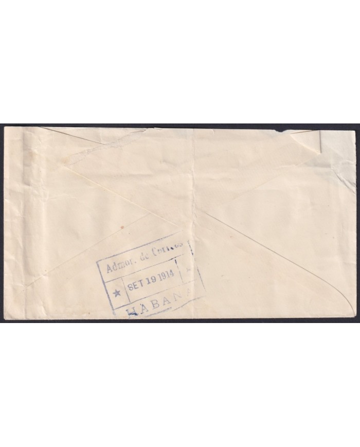 1910-EP-161 CUBA REPUBLICA 1914 1+10c MAPITAS REG POSTAL STATIONERY COVER SANTIAGO – HAVANA.