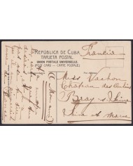 TMA-761 CUBA 1909 2c TCV MAXIM CARD PALM HAVANA TO FRANCE.