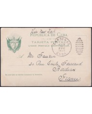 TMA-770 CUBA 1909 2c TCV MAXIM CARD PALM CARDENAS TO FRANCE. TOBACCO PLANTATION.