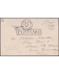 TMA-769 CUBA 1906 2c TCV MAXIM CARD PALM SANTIAGO DE CUBA TO FRANCE. PEACE TREE.