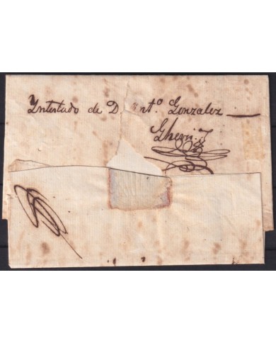 PREFI-804 CUBA SPAIN (CIRCA 1840) MACURIGES RARE LINE POSTMARK TO HAVANA.