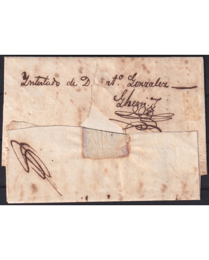 PREFI-804 CUBA SPAIN (CIRCA 1840) MACURIGES RARE LINE POSTMARK TO HAVANA.