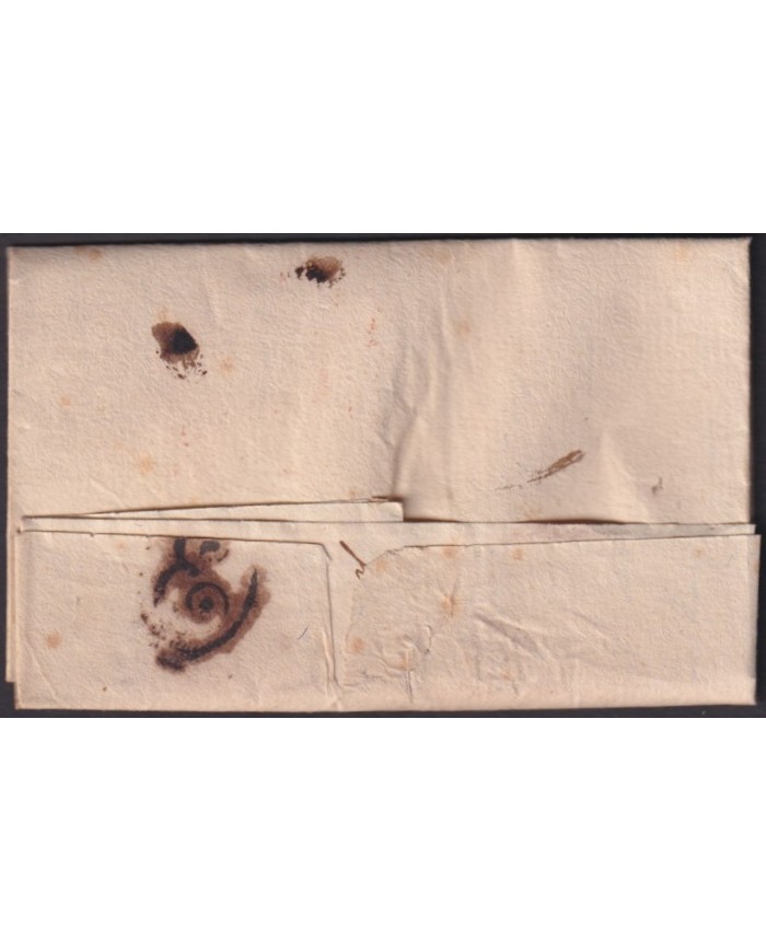PREFI-805 ESPAÑA SPAIN 1833 STAMPLESS TO CUBA CATALUÑA POSTMARK MARITIME MAIL “E”.