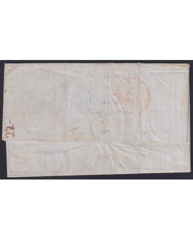 PREFI-815 CUBA SPAIN 1851 STAMPLESS MARITIME MAIL Nº4 BLUE. HAVANA TO BARCELONA.