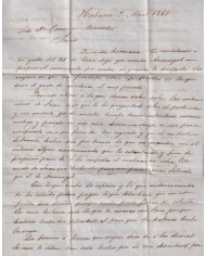 PREFI-815 CUBA SPAIN 1851 STAMPLESS MARITIME MAIL Nº4 BLUE. HAVANA TO BARCELONA.
