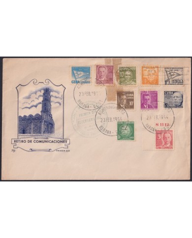 1954-FDC-102 CUBA REPUBLICA REG FDC 1954 RETIRO DE COMUNICACIONES. GALLARDETE.