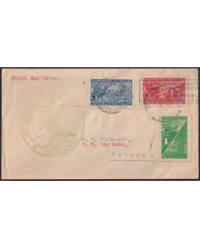 1937-FDC-151 CUBA REPUBLICA FDC 1937 CENTENARY OF SUGAR CANE FACTORY SHIP.