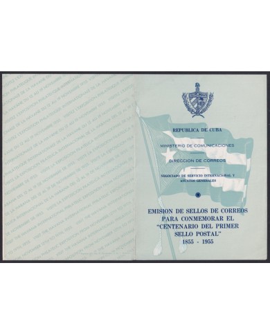 PRP-401 CUBA FDC 1955 PROPAGANDA CENTENARY OF FIRST ANTILLAS ISSUE.