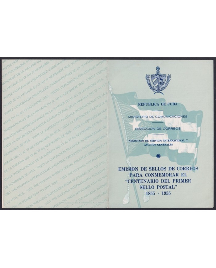 PRP-401 CUBA FDC 1955 PROPAGANDA CENTENARY OF FIRST ANTILLAS ISSUE.