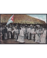 POS-1878 CUBA POSTCARD 1911 ZAPATEO DANCE & CUBAN FLAG TO DANMARK.