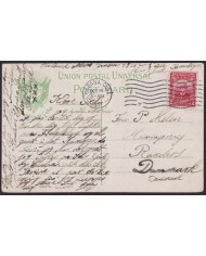 POS-1878 CUBA POSTCARD 1911 ZAPATEO DANCE & CUBAN FLAG TO DANMARK.