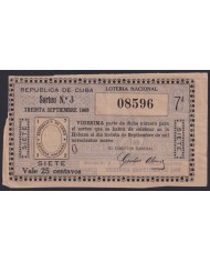 LOT-448 CUBA LOTTERY 1909. SORTEO Nº3. 30/ SEPT/ 1909. RARE.