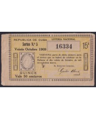 LOT-450 CUBA LOTTERY 1909. SORTEO Nº5. 20/ OCT/ 1909. RARE.