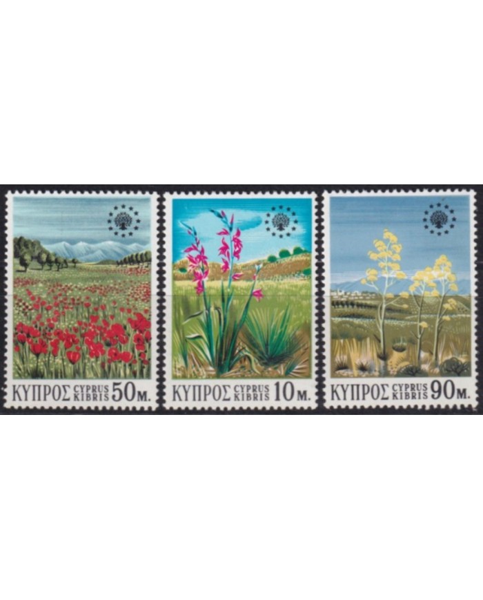 F-EX58713 CYPRUS KIBRIS MNH 1970 YEAR OF NATURE CONSERVATION FLOWER FLORES.