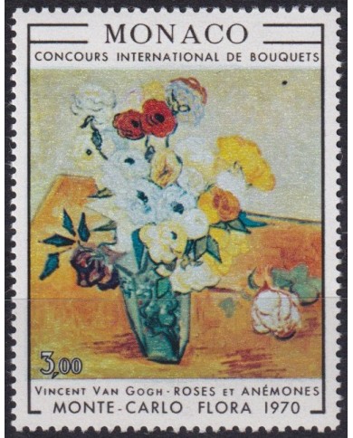 F-EX58707 MONACO MNH 1970 FLOWER FLORES ART PAINTING VINCENT VAN GOGH ROSES.