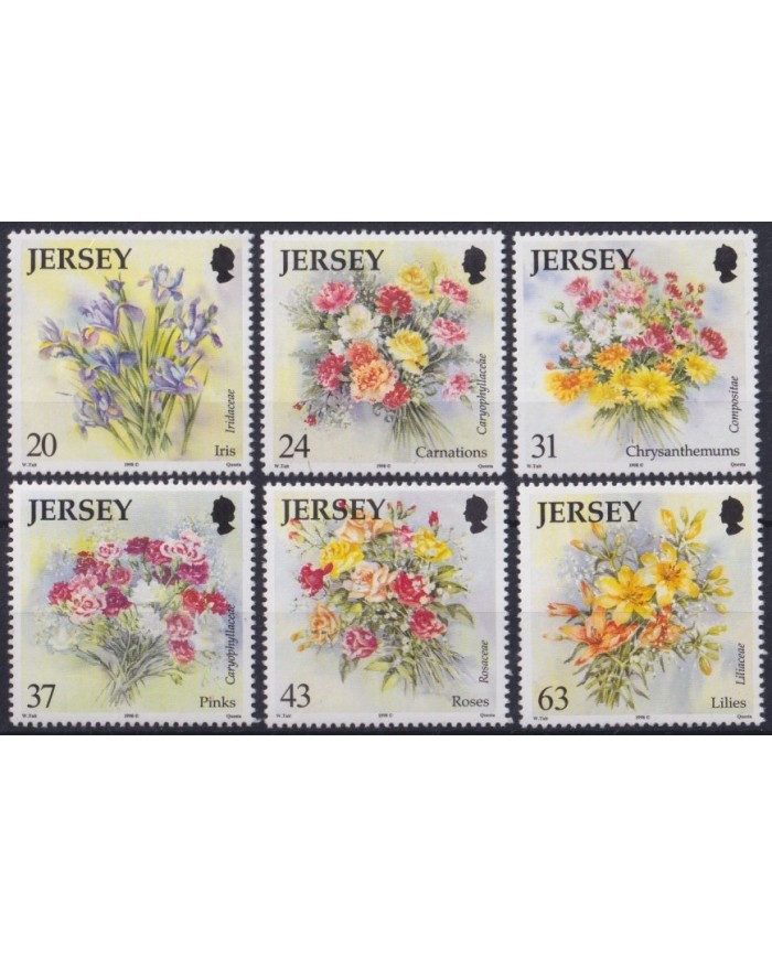 F-EX59973 ENGLAND UK JERSEY MNH 1998 ROSE IRIS LILLAS PINKS GARDENS FLOWER FLORES.
