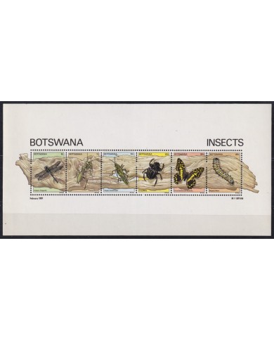 F-EX58324 BOTSWANA MNH 1981 DRAGONFLY BUTTERFLIES MANTID BEETLE INSECTS. CTS.