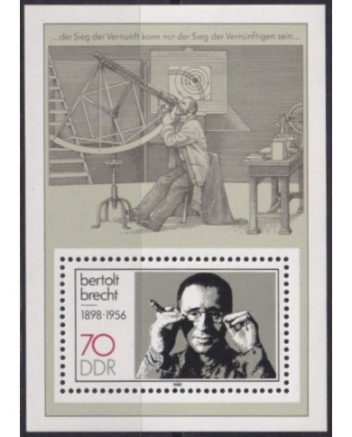 F-EX59620 GERMANY DDR MNH 1988 BERTOLT BRECHT SPACE COSMOS TELESCOPE.