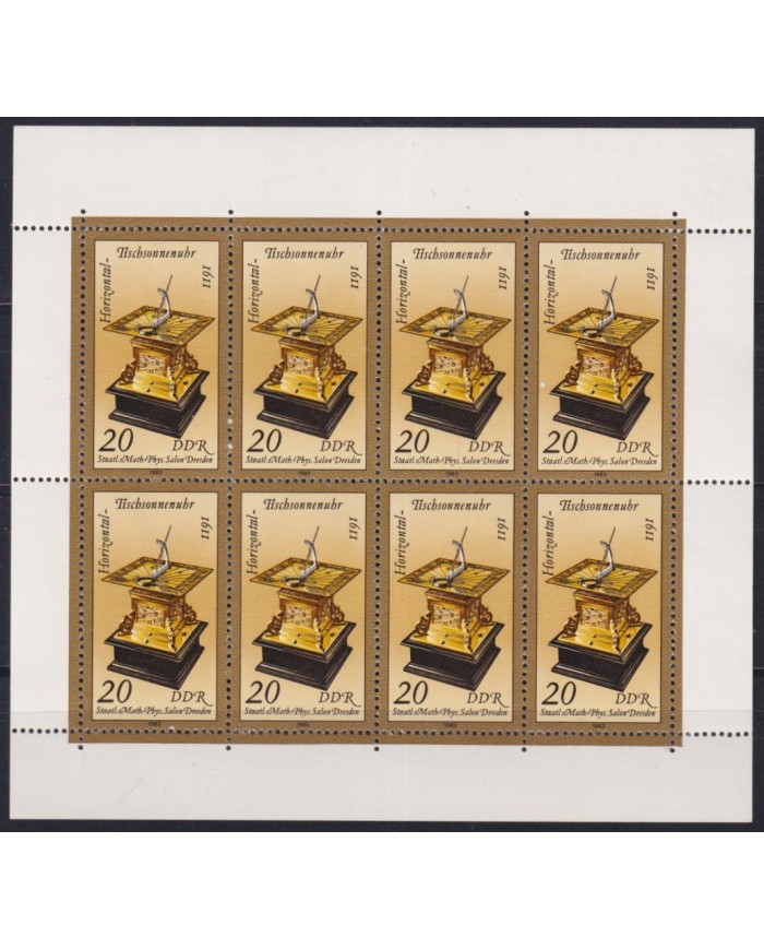 F-EX58463 GERMANY DDR MNH 1983 20pf ANTIGUE SUN CLOCK COMPLETE SHEET.